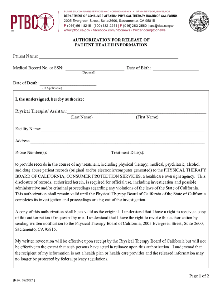 Authorization Release Patient Information Form