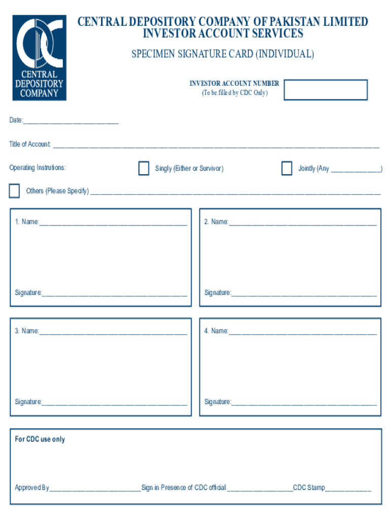 Signature Card for Investor Account Individual PDF Central  Form