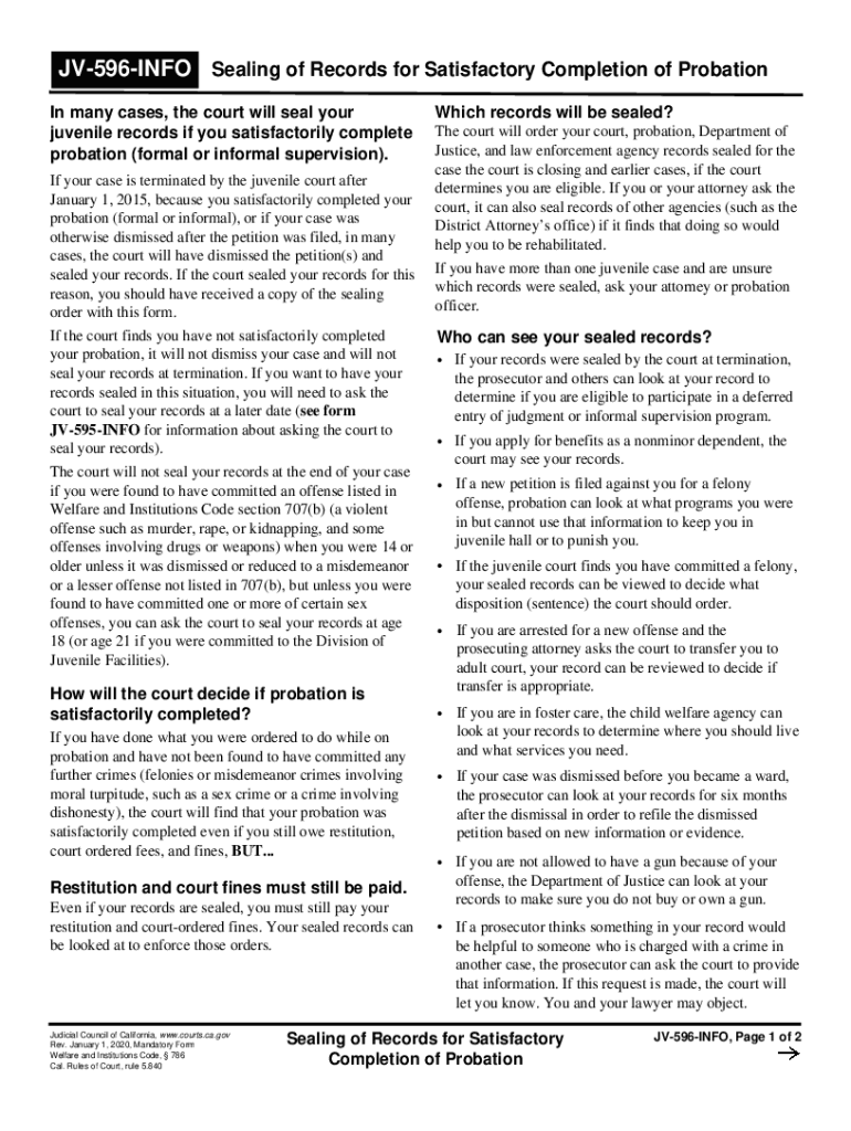  Www Courts Ca Govdocumentsjv596infoJV 596 INFO Sealing of Records for Satisfactory Completion of 2020-2024
