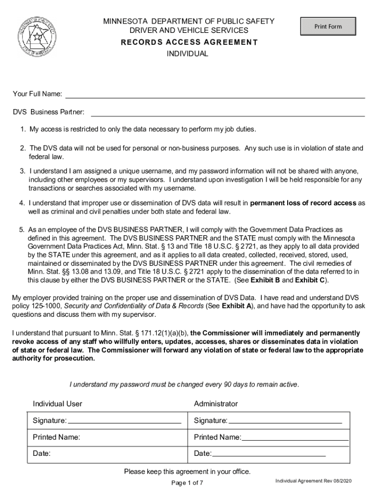 Records Access Agreement  Form