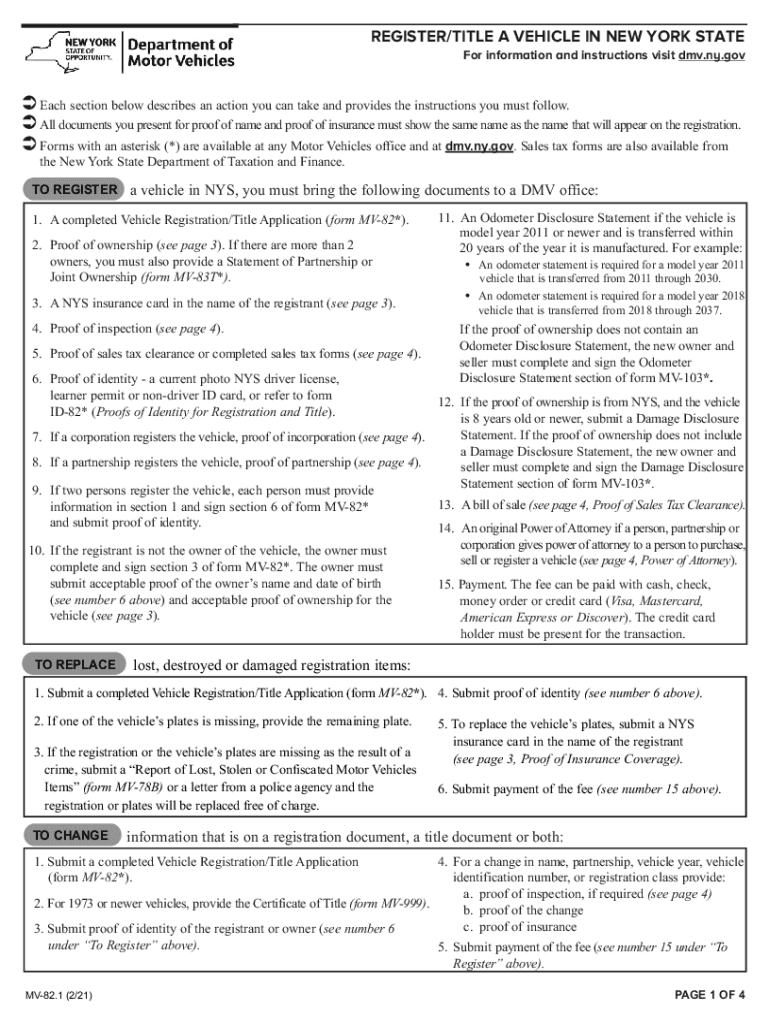  RegisterTitle a Vehicle in New York State 2021-2024