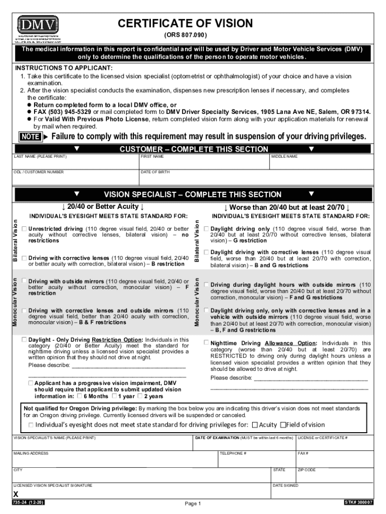  Form 735 24 Certificate of Vision Printable PDF Download 2020-2024