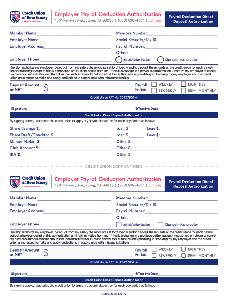 CUNJ FED Employer Payrolldeductionauthorizationv1 0  Form