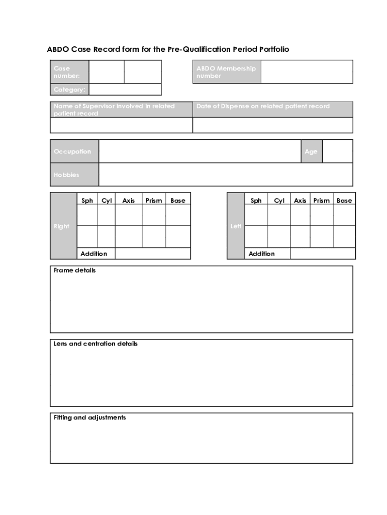  ALDO Case Record Form for the PreQualification Per 2021-2024