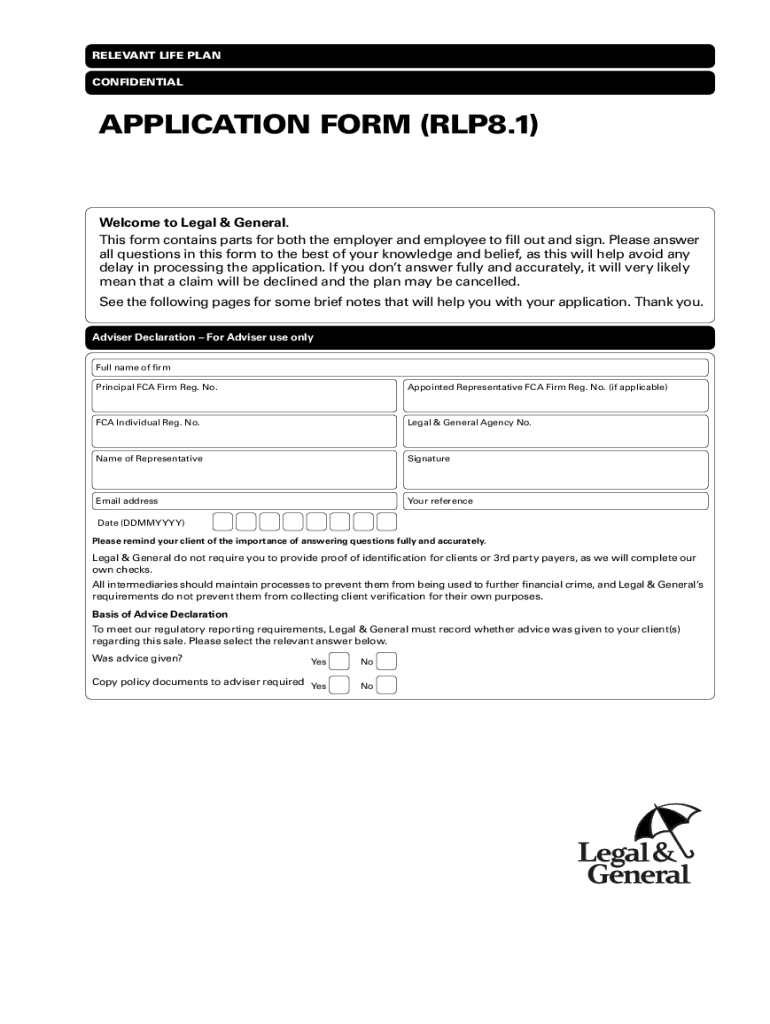 APPLICATION FORM RLP8 1 Legal and General
