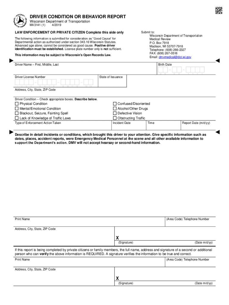 Driver Condition  Form