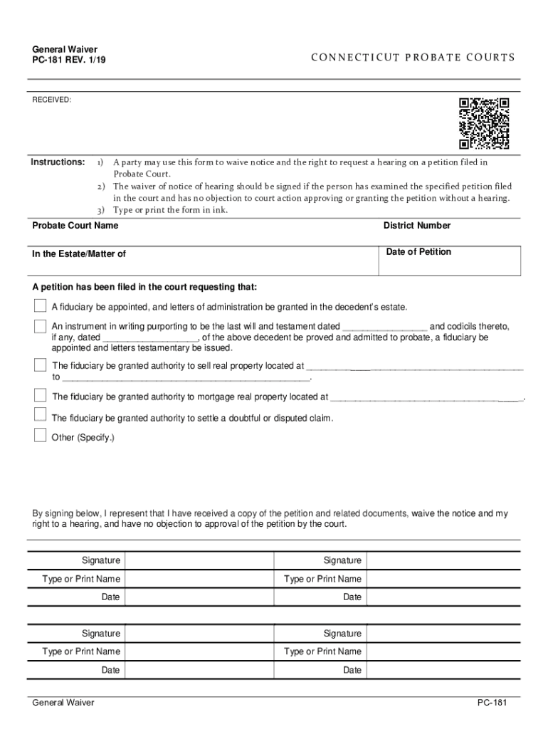 Appearance of Attorney CONNECTICUT PROBATE COURTS PC 183  Form