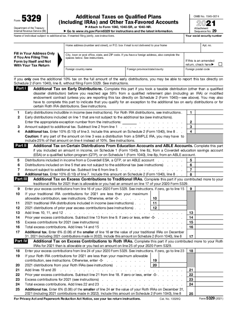 Form 5329, Additional Taxes on Qualified Plans Including
