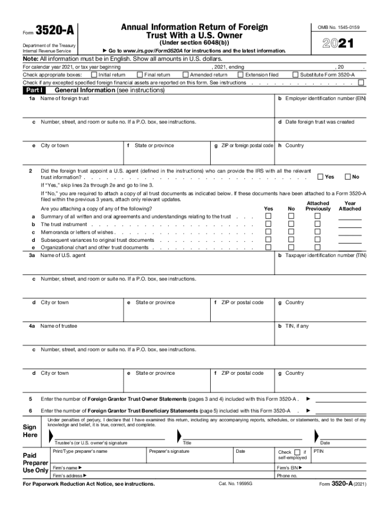 Form IRS 3520 a Fill Online, Printable, Fillable