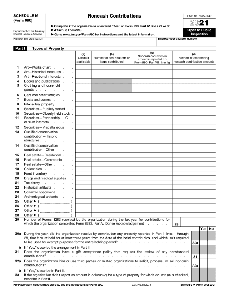 2021 Schedule M (990 form)