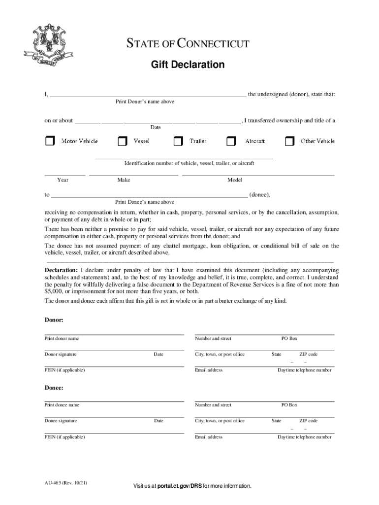  Motor Vehicle and Vessel Gift Declaration Fill Online 2021-2024