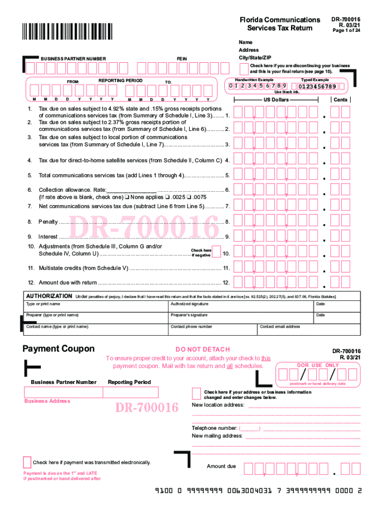  Fillable Online Communications Services Tax from Summary 2021