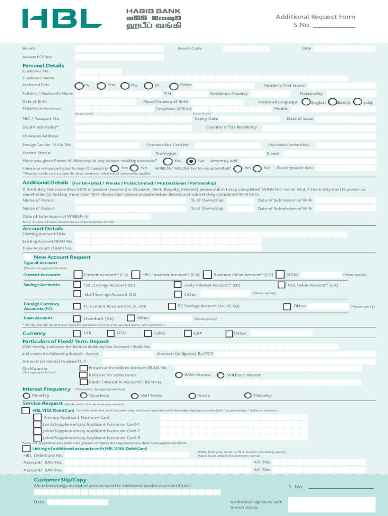  Additional Request Form S No Backdate D M M Y Y 2014-2024