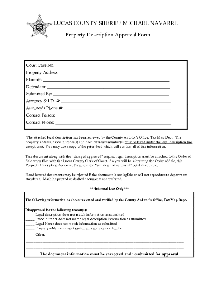 Sheriff&#039;s Property Description Approval Form Copy