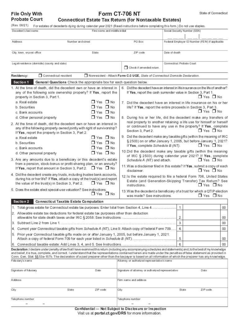  Portal Ct Gov Media2021 Form CT 706 NT Instructions Connecticut Estate Tax 2021