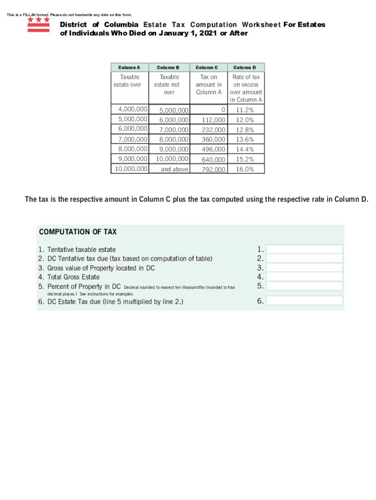 Office of Tax and Revenue D 41 Otr Cfo Dc Gov  Form