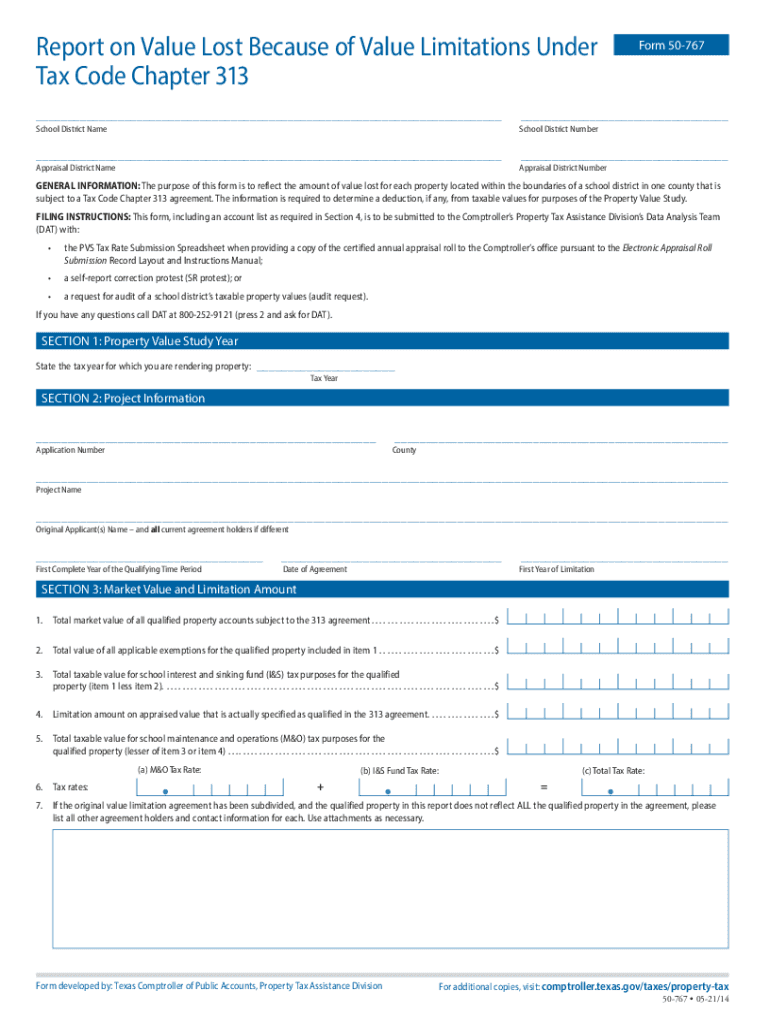  Form 50 767 &amp;quot;Report on Value Lost because of Value 2021-2024