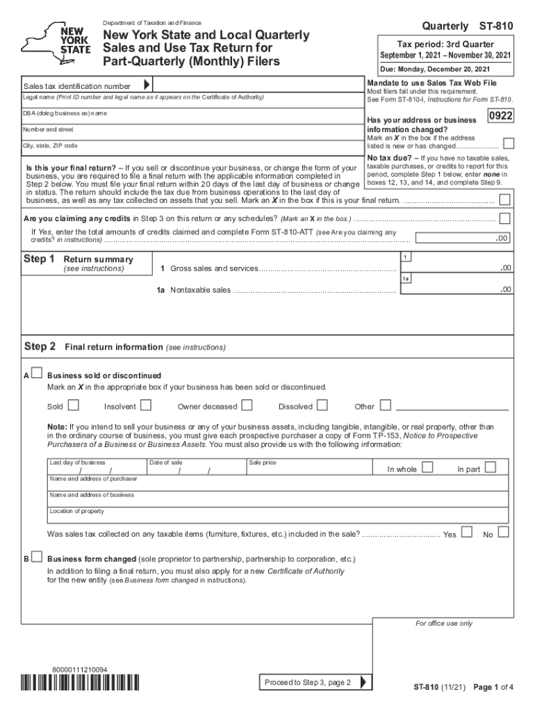  Fillable Online St 810 Sales Tax Form Form ST 810 219 2021