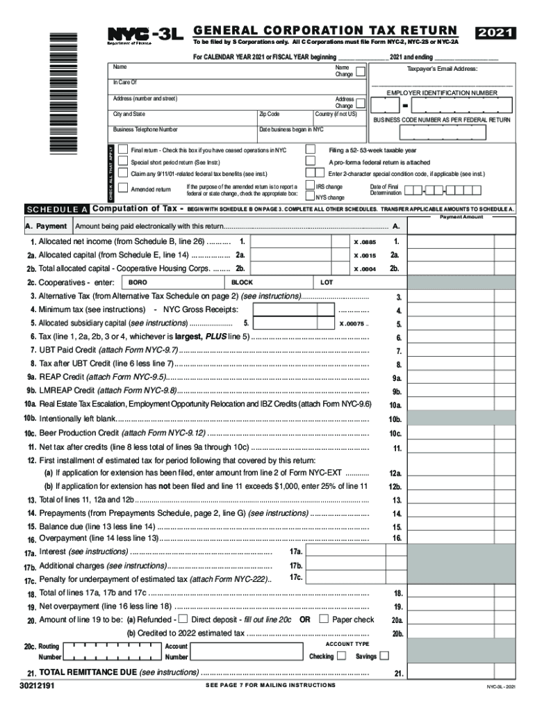  Current Business Corporation Tax Forms NYC Gov 2021