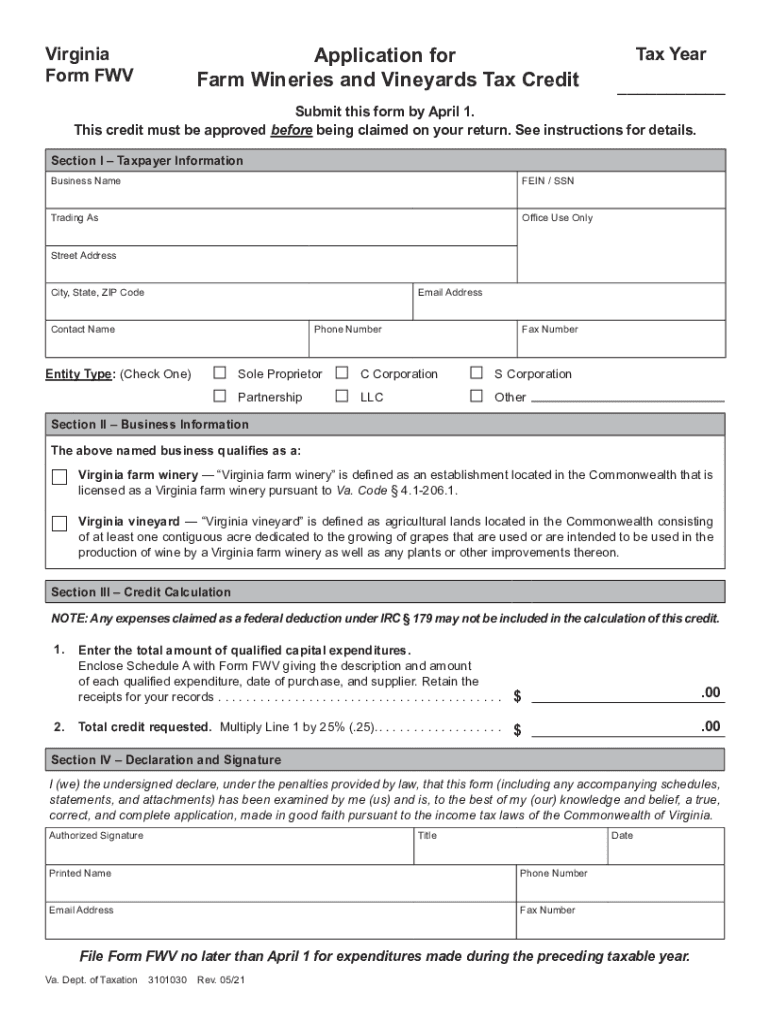Get and Sign Fillable Online Tax Virginia Form FWV Application for Farm