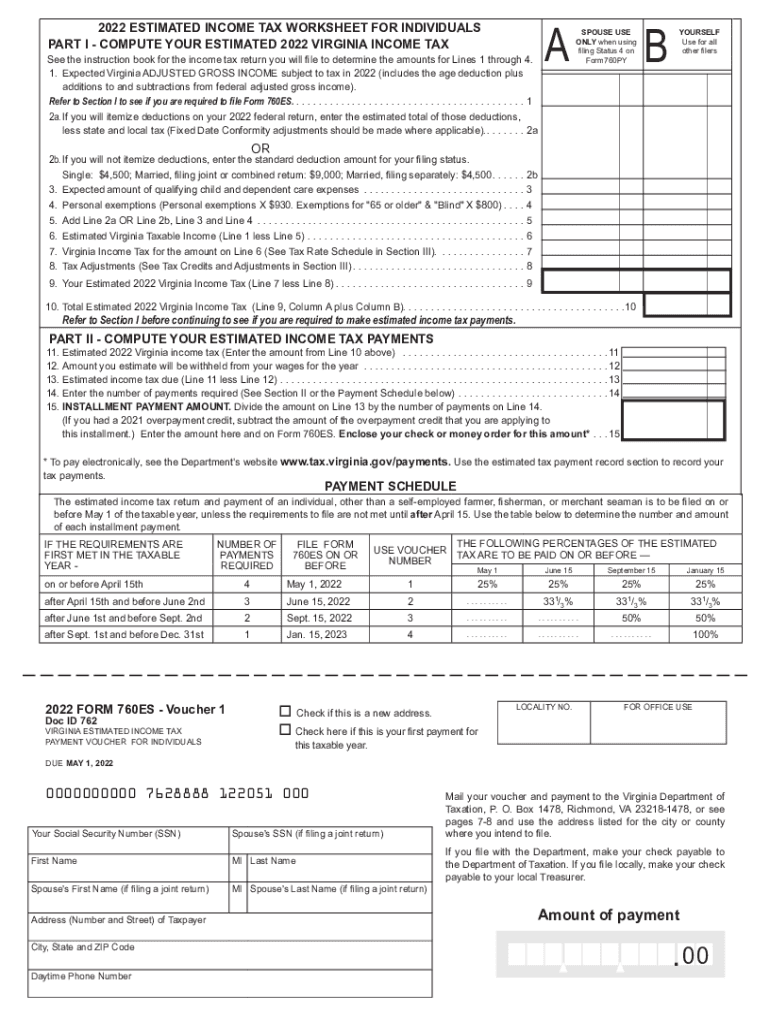  2022 Form 760ES, Estimated Income Tax Payment Vouchers for Individuals 2022 Form 760ES, Estimated Income Tax Payment Vouchers Fo 2022