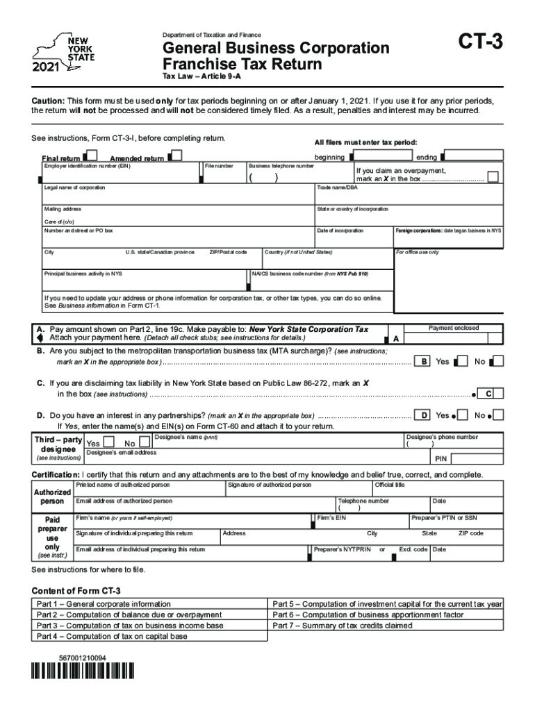  Www Tax Ny GovpdfcurrentformsDepartment of Taxation and Finance Instructions for Form CT 3 2021