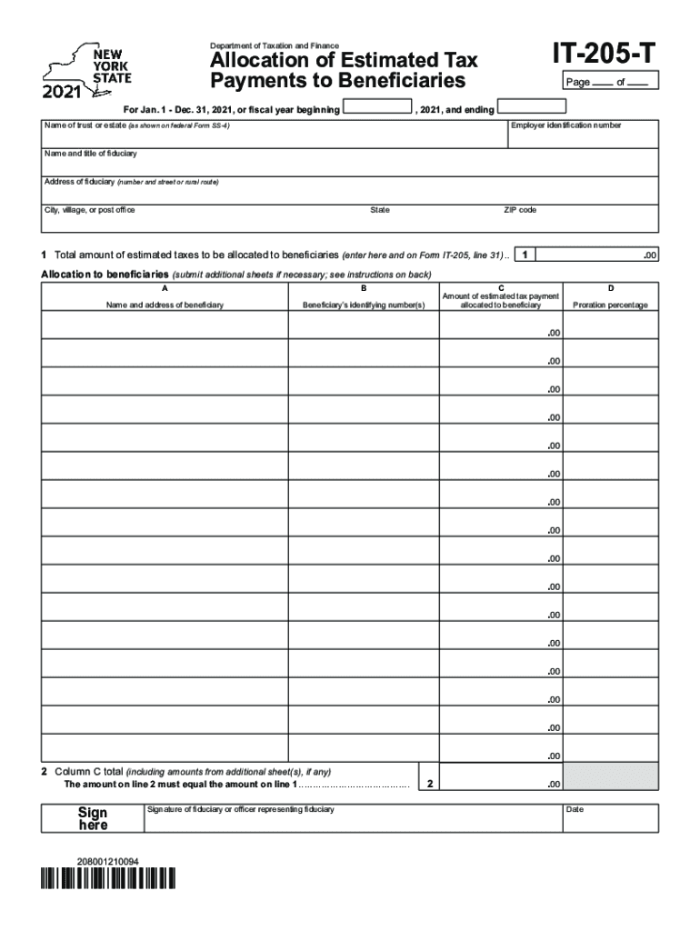  Form it 205 T &amp;quot;Allocation of Estimated Tax Payments to 2021