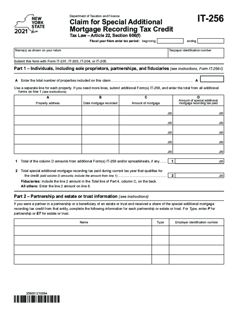 Printable New York Form it 256 Claim for Special Additional