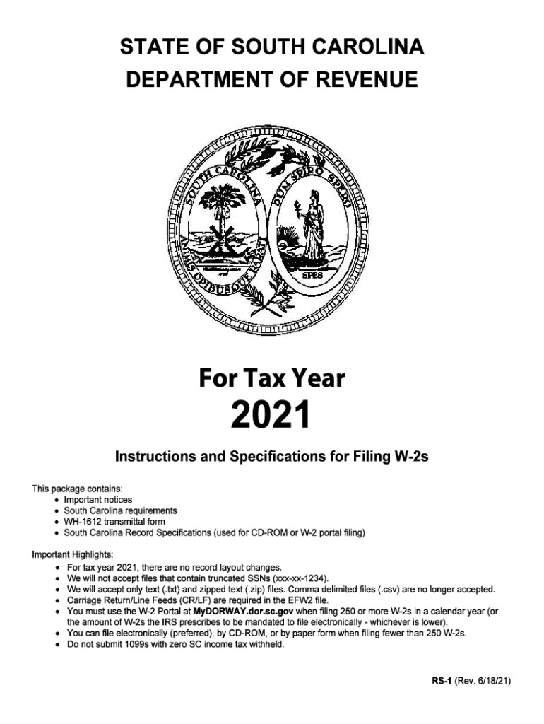  South Carolina W2 Form 2021