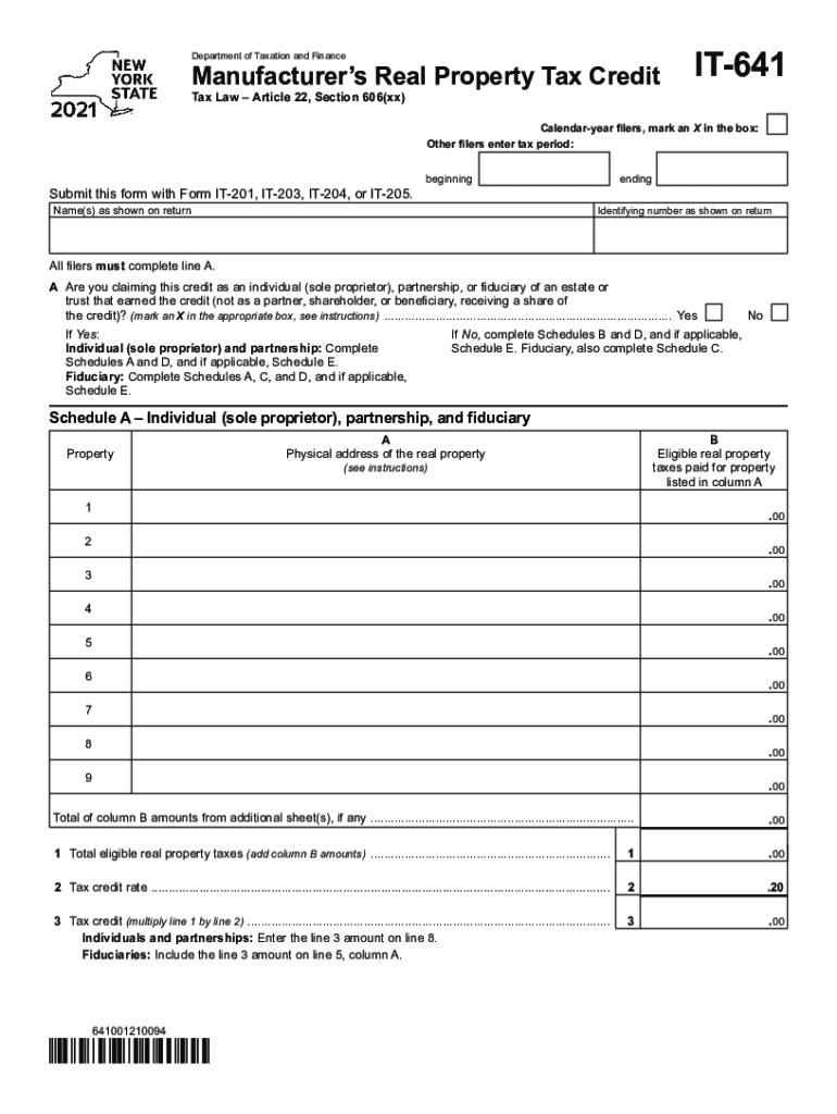 Form it 641Manufacturer's Real Property Tax Creditit641