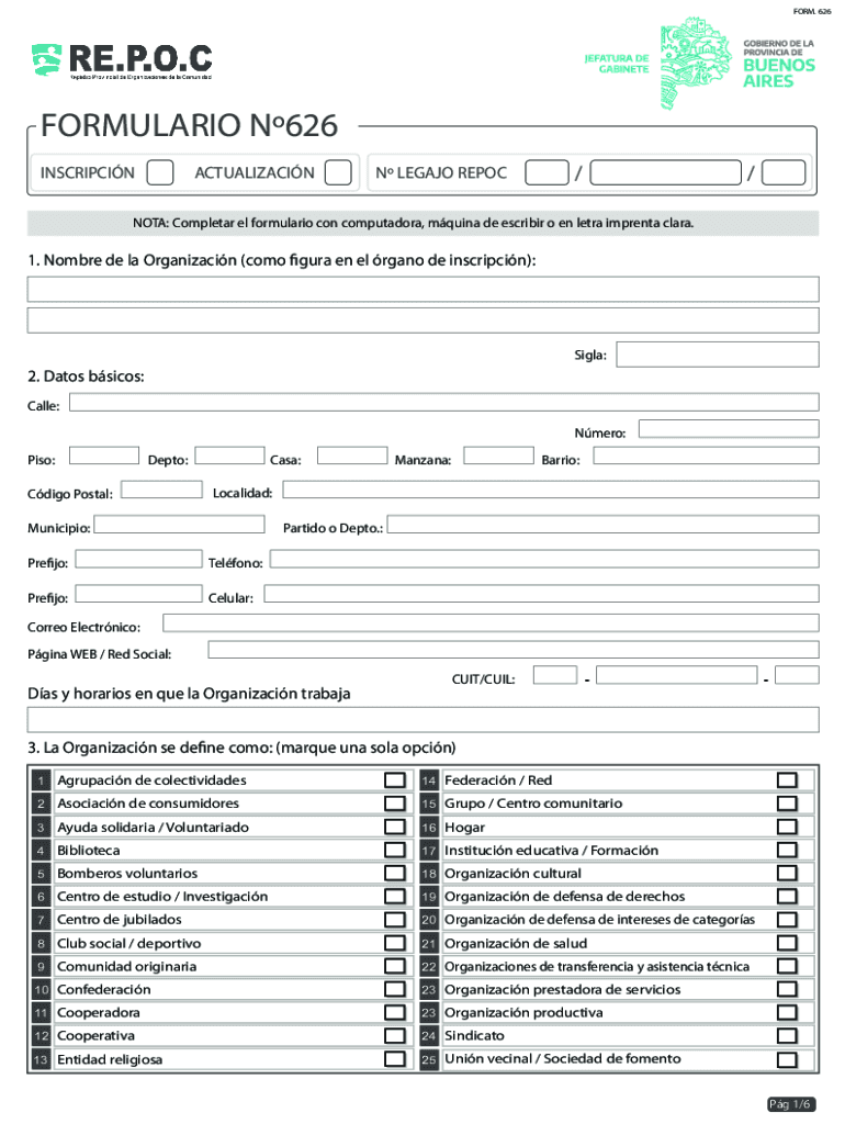 FORM 626FORMULARIO N626 INSCRIPCINACTUALIZACINN