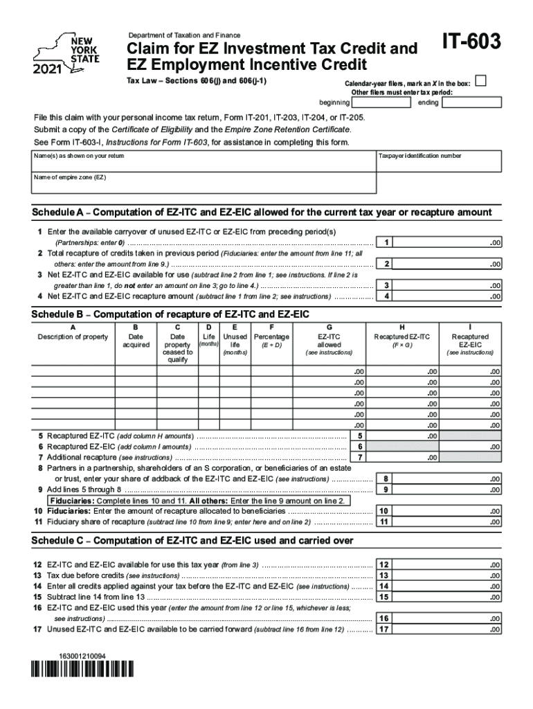  Form it 603 &amp;amp;amp;quot;Claim for Ez Investment Tax Credit 2021