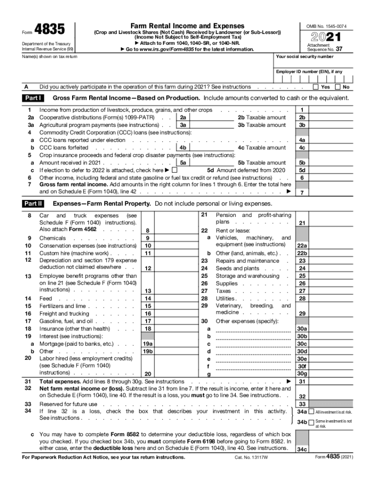 Get the Form 4835 Department of the Treasury Internal