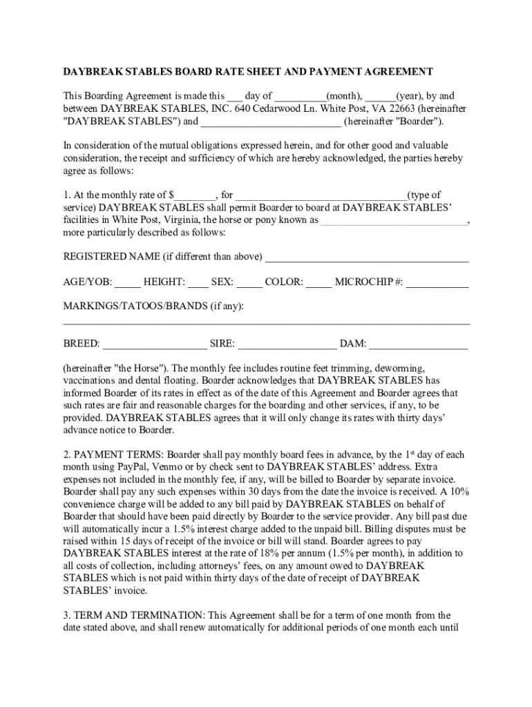Horse Boarding Contract Template Get Sample  Form