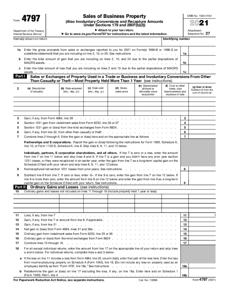 4797 Form Sales of Business Property OMB No Chegg Com