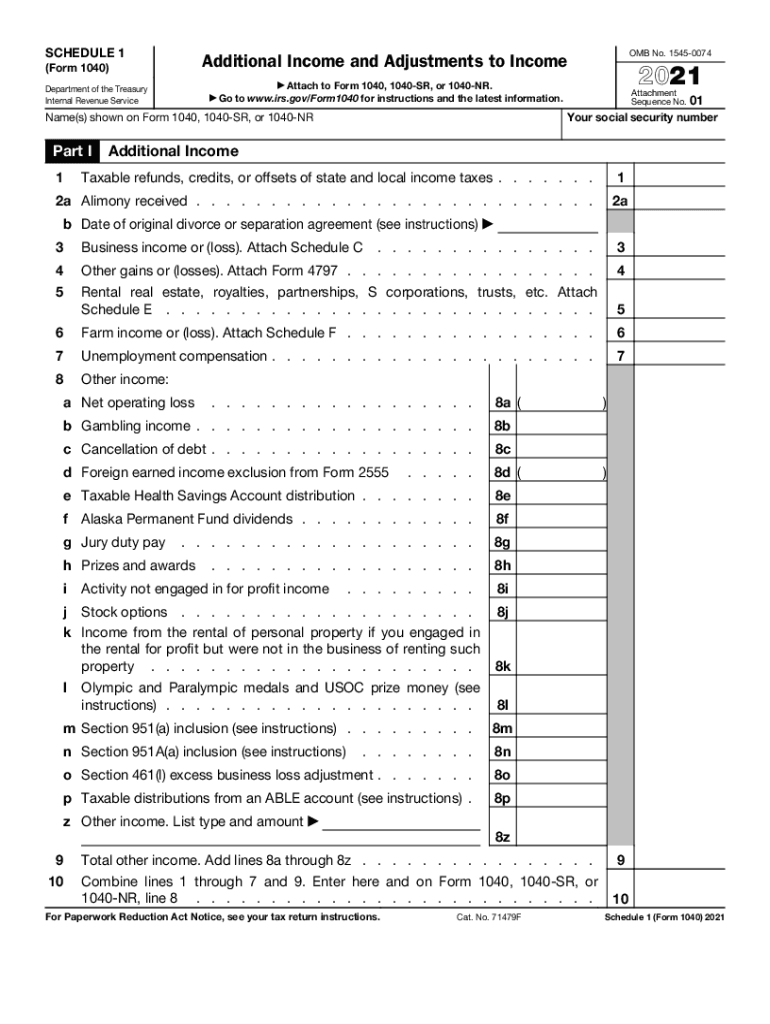 1040 Schedule 1 20212024 Form Fill Out and Sign Printable PDF