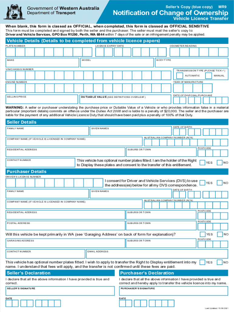 WA Form MR9 Fill and Sign Printable Template