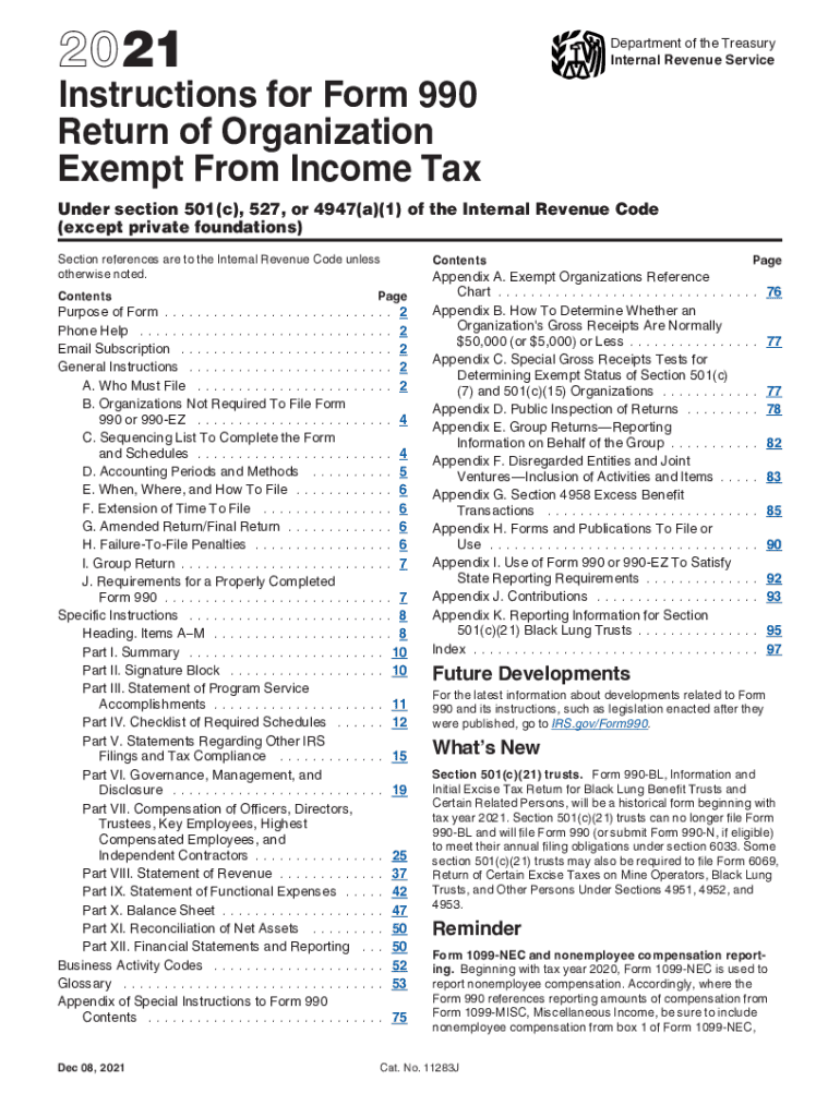 Instructions for Form 990 Return of Organization Exempt from Income Tax Instructions for Form 990 Return of Organization Exempt  2021