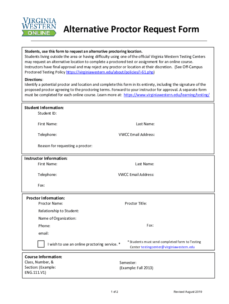 Alternative Proctor Request Form