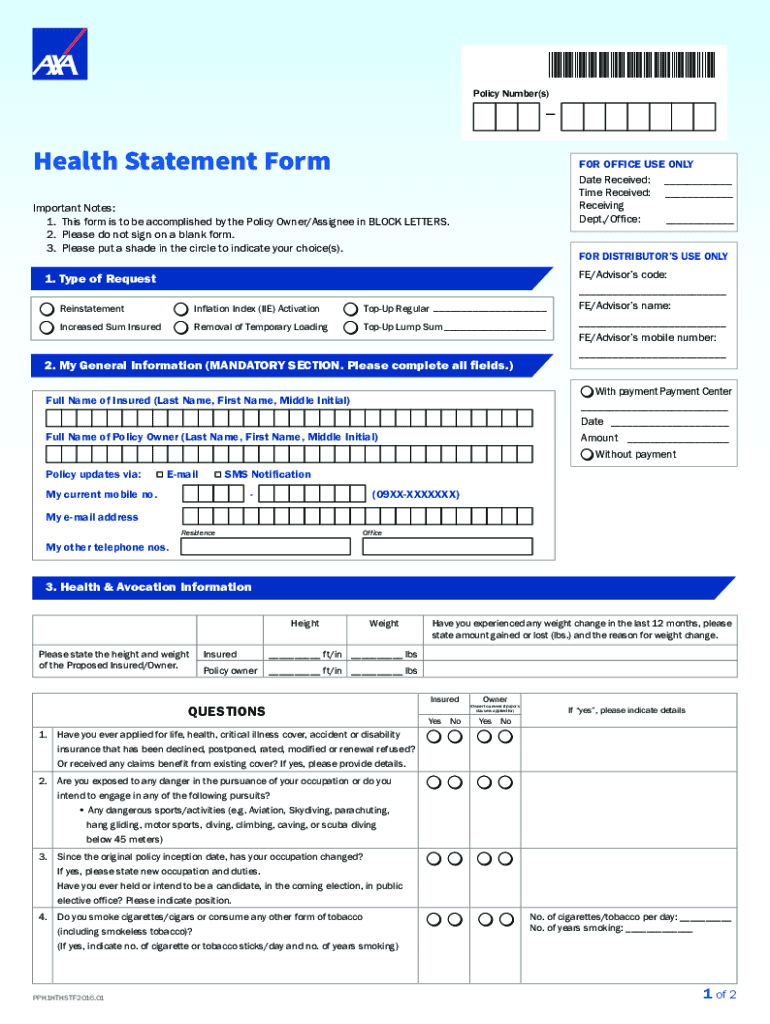  Axa Health Statement 2016-2024
