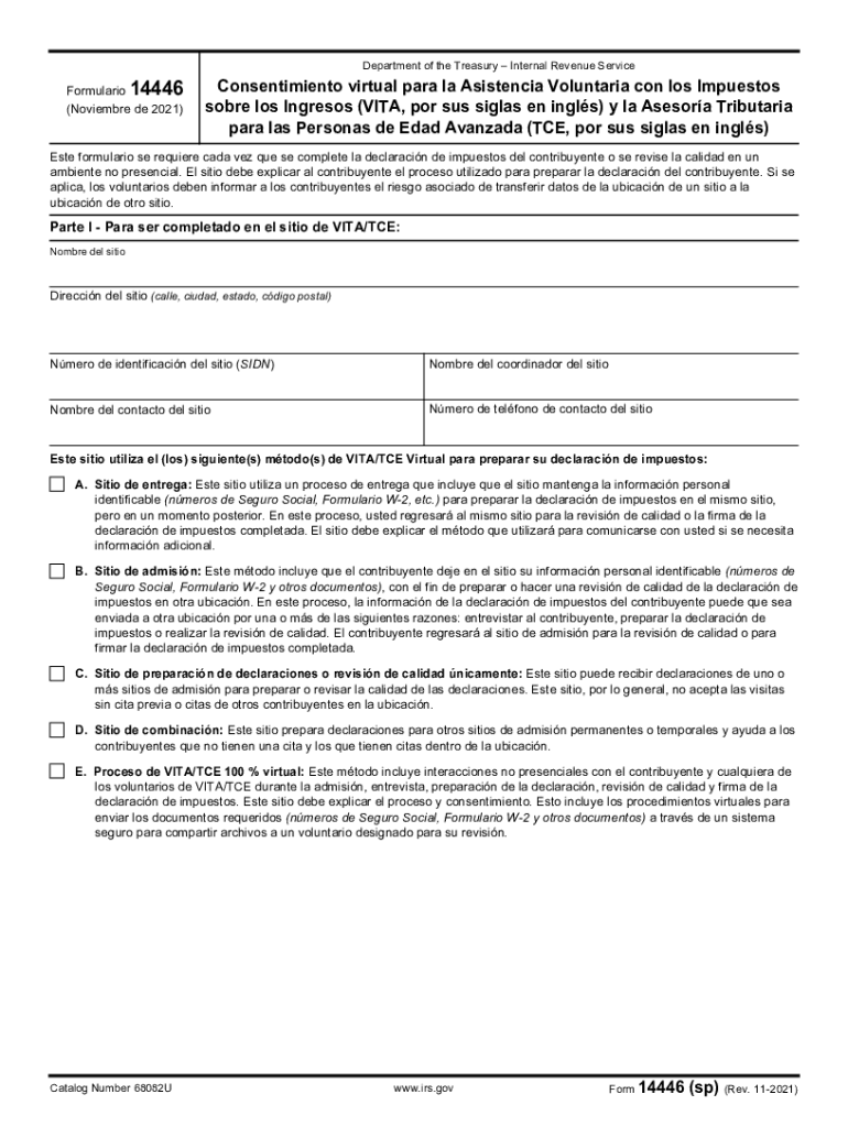  Form 14446 Sp Rev 11 Virtual VITATCE Taxpayer Consent Spanish Version 2021