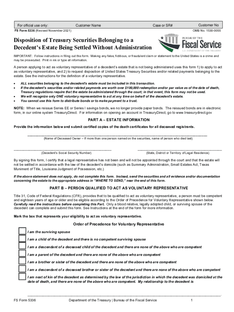 FS Form 5394 Agreement and Request for TreasuryDirect