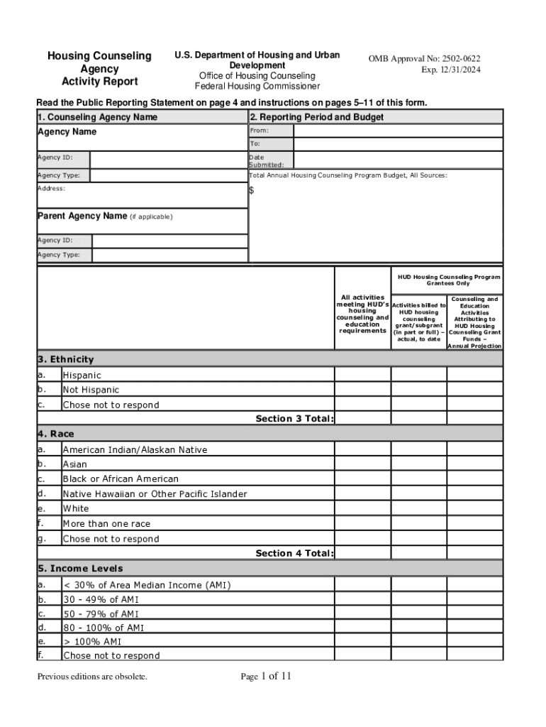 Housing Counseling U S Department of Housing and Urban  Form