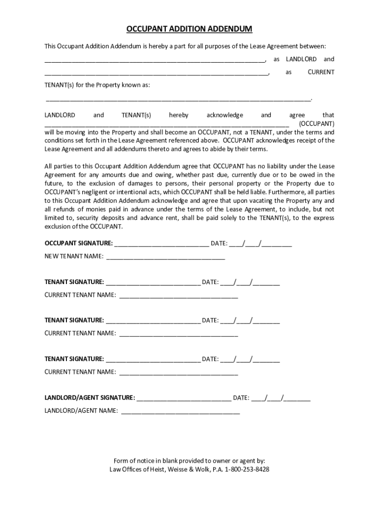  Addendum to Lease Real Estate Us Info 2021-2024