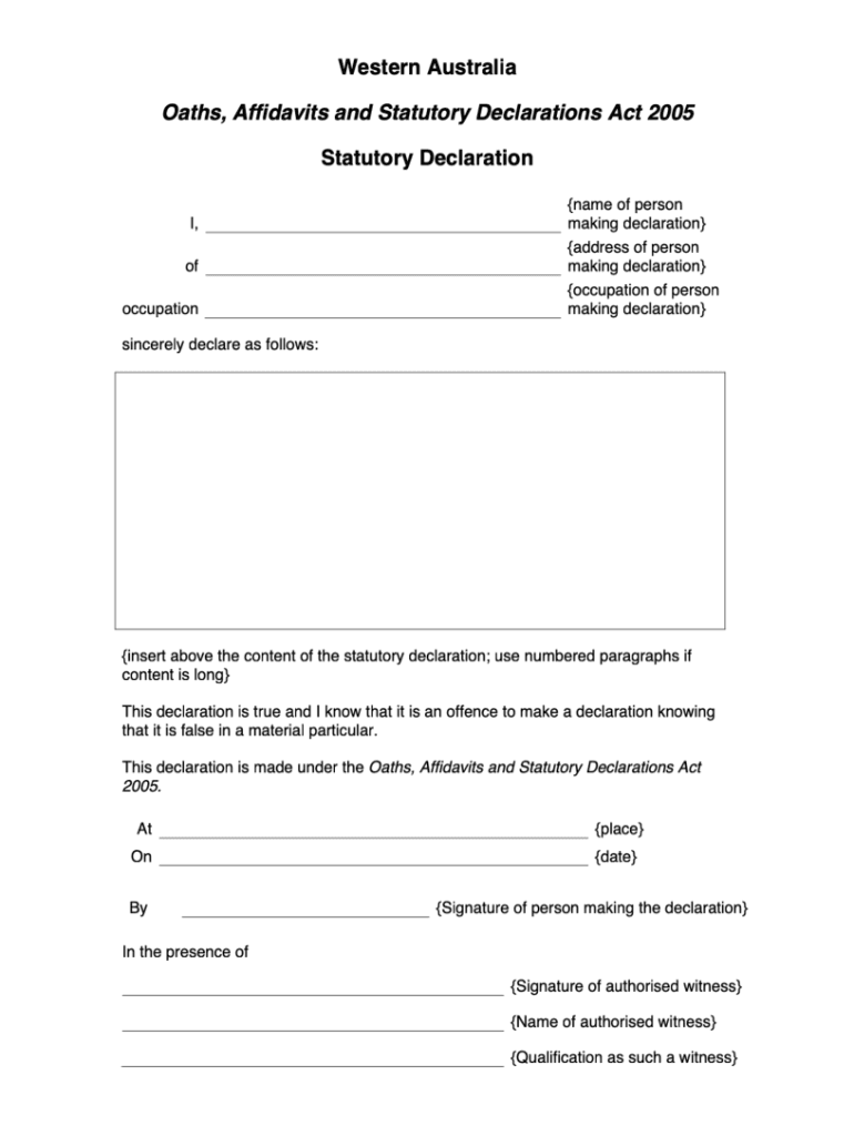 Statutory Declaration Form Wa