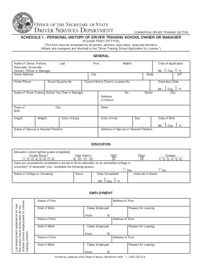 Form IL DSD CDTS 8 Fill Online, Printable