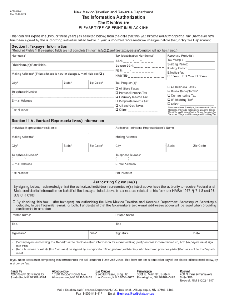 State of New Mexico Taxation and Revenue Department Tax  Form