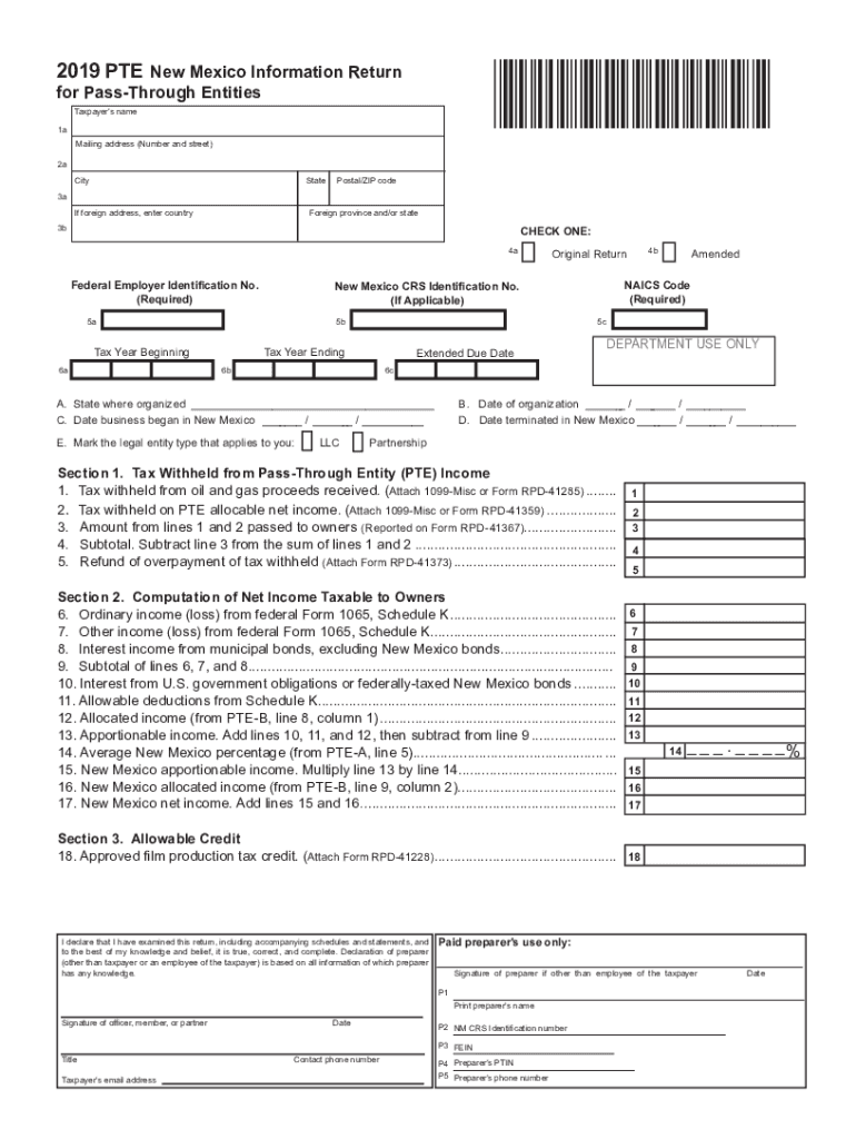  New Mexico Form S Corp INS Obsolete Instructions for 2019