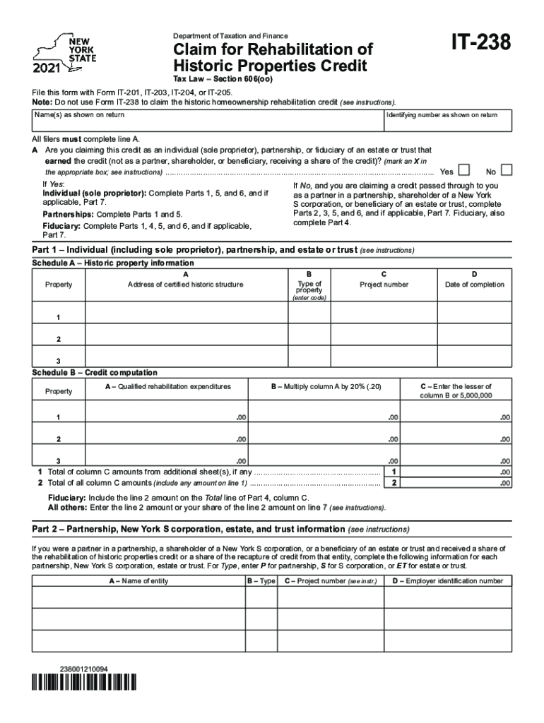  Form it 238 Claim for Rehabilitation of Historic Properties 2021