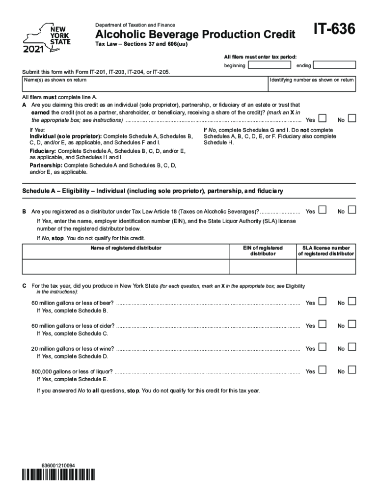  Form it 636 Alcoholic Beverage Production Credit Tax Year 2021